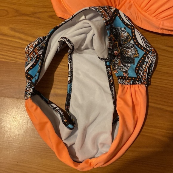 Orange and Patterned Women's Bikini Set - Picture 4 of 7